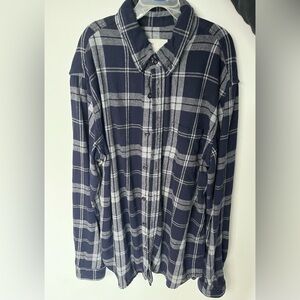 Men's Navy Plaid Flannel Shirt